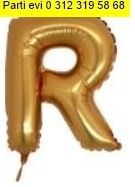 R harfi alt�n gold folyo balon s�per kalite 14 inc 38 cm