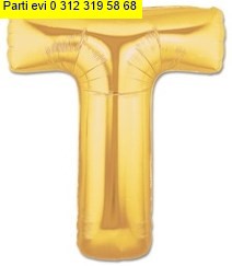 T harfi Sar� Alt�n Gold folyo harf balon 40 inch 100 cm