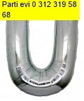 U harfi g�m�� gri folyo harf balon 40 inch 100 cm