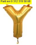 Y harfi alt�n gold folyo balon s�per kalite 14 inc 38 cm